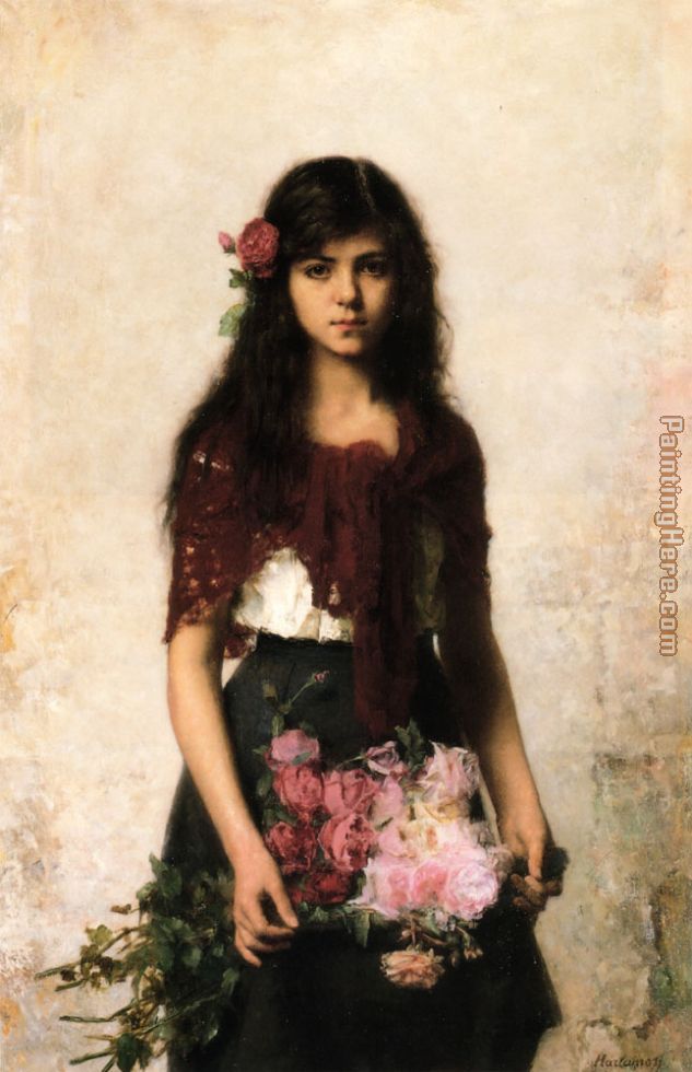 The Flower Seller painting - Alexei Alexeivich Harlamoff The Flower Seller art painting